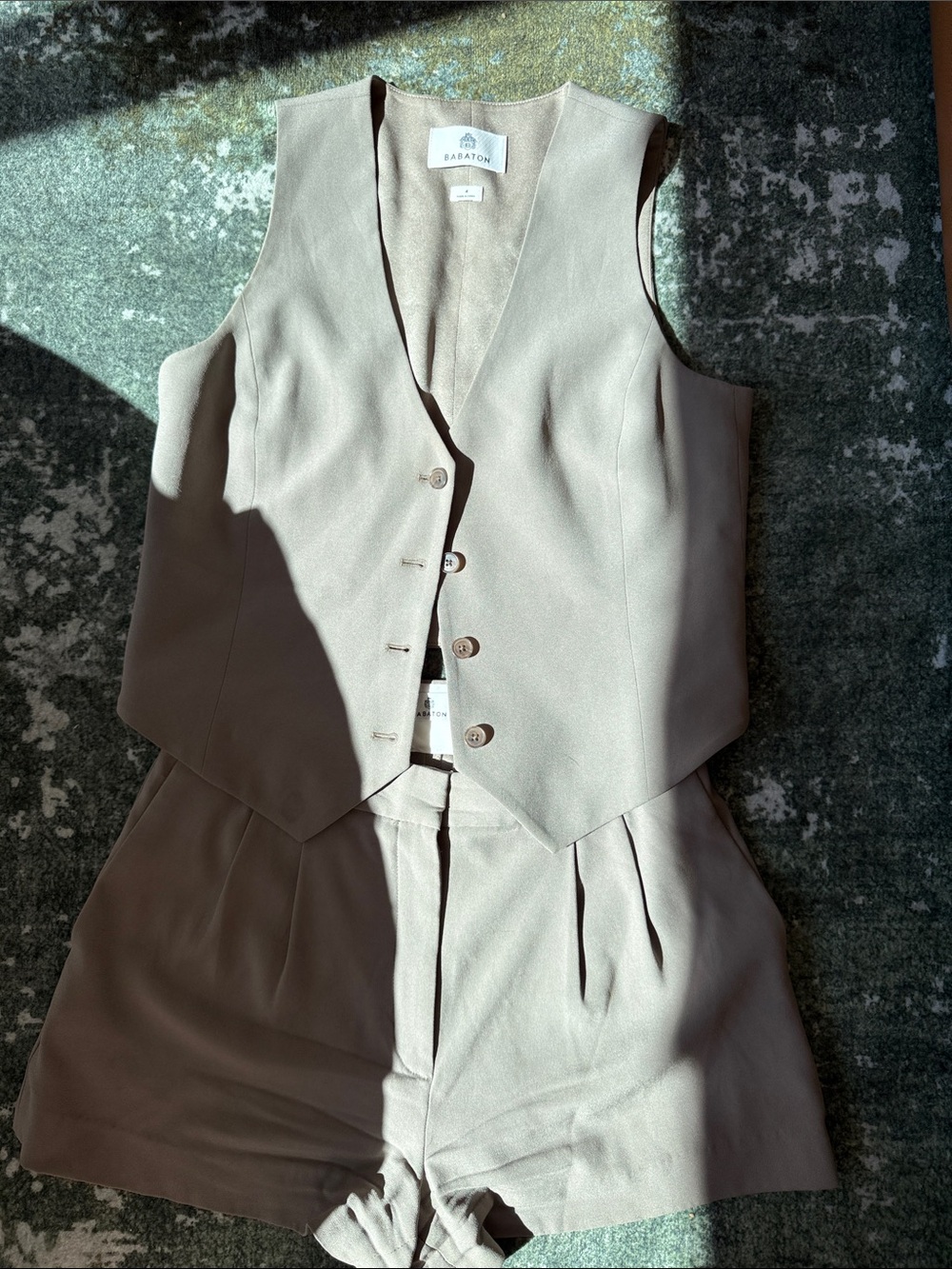Babaton Taupe Vest and Shorts Set - Neutral Tailored Two-Piece